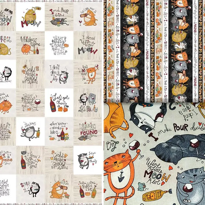 Whiskers & Wine - 44/45" - 100% Cotton