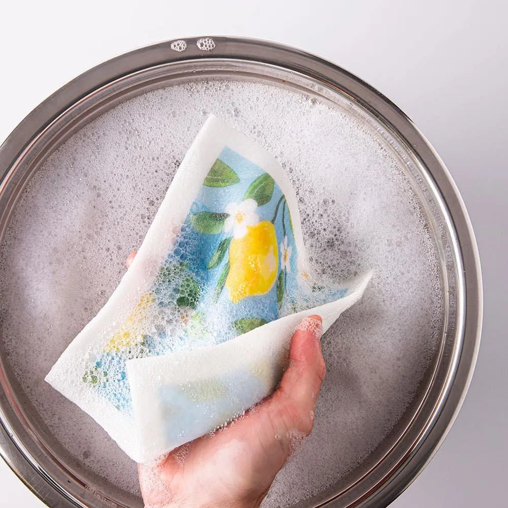 Harman 'Lemon Floral' Reusable Sponge Cloth - Set of 10