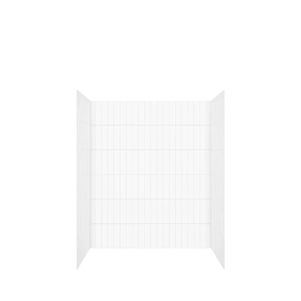 Versaline 60L x 36W x 72H-inch 4-Panel Alcove Shower Wall or Tub Surround Kit in Matte White Vertical Tile (Cut-to-Fit, Glue-Up)