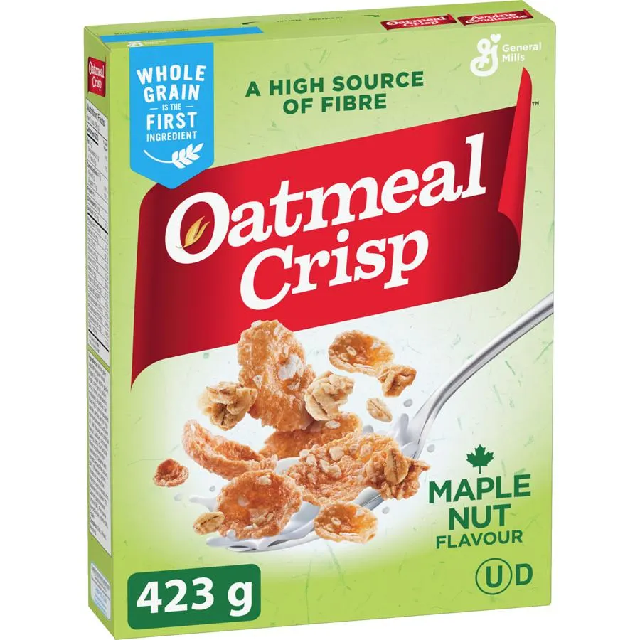 Oatmeal Crisp Breakfast Cereal, Maple Nut, High Fibre and Whole Grains