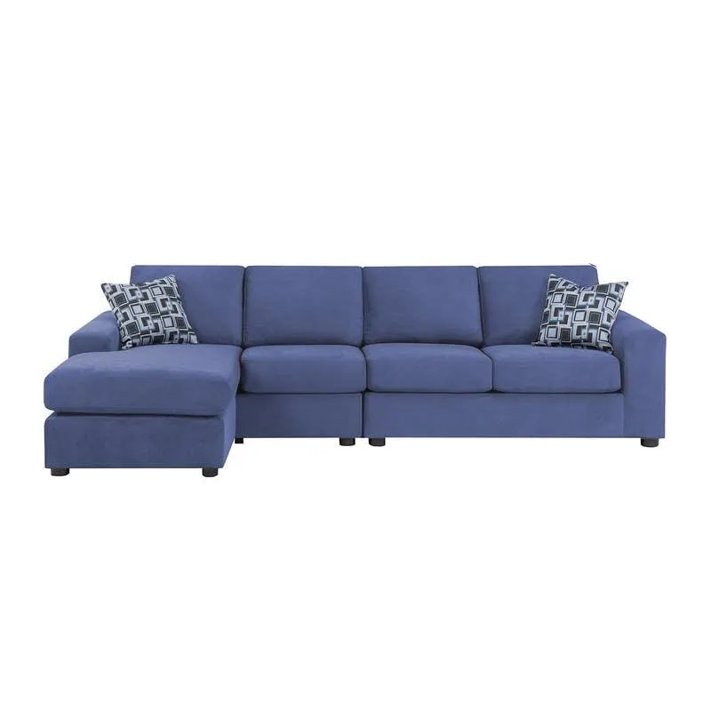 Sectionnel avec chaise longue réversible - bleu
