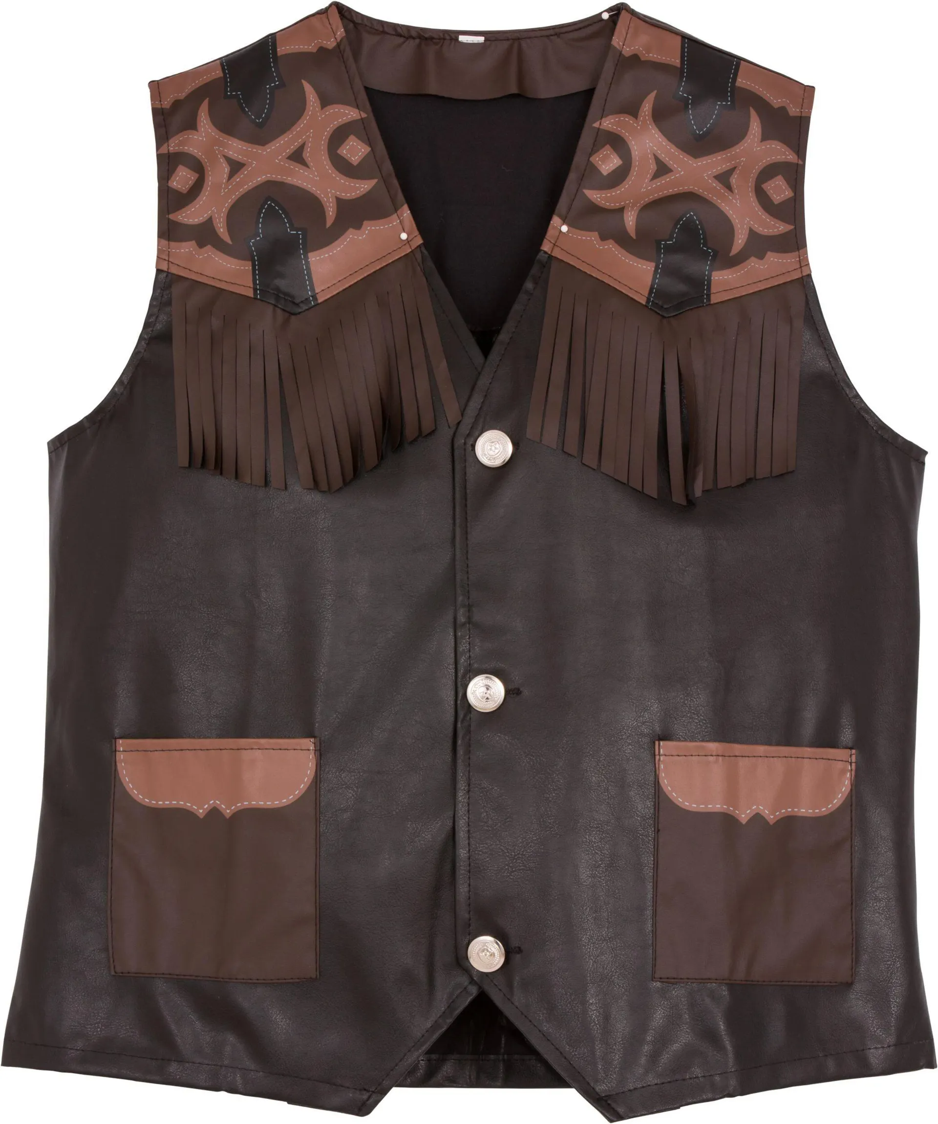 Western Cowboy Fringe Vest, Brown, One Size, Wearable Costume Accessory for Halloween