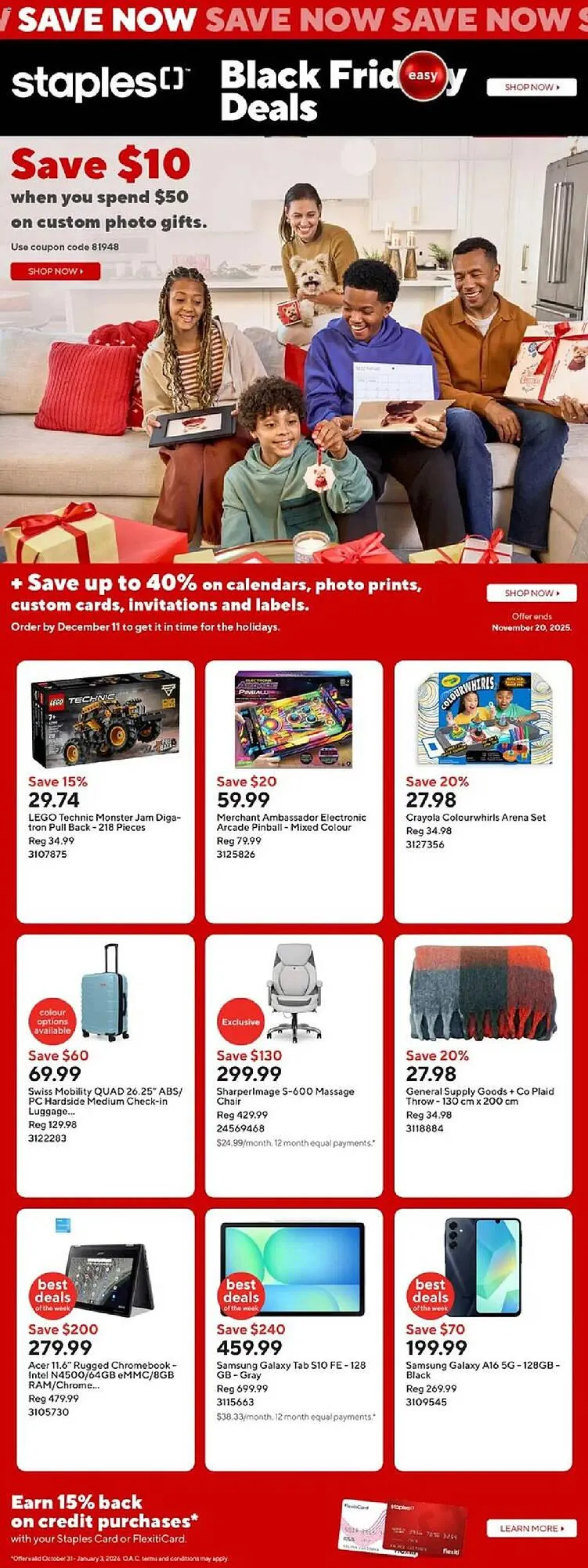 Staples flyer from October 31 to January 3 2026 - flyer page 1