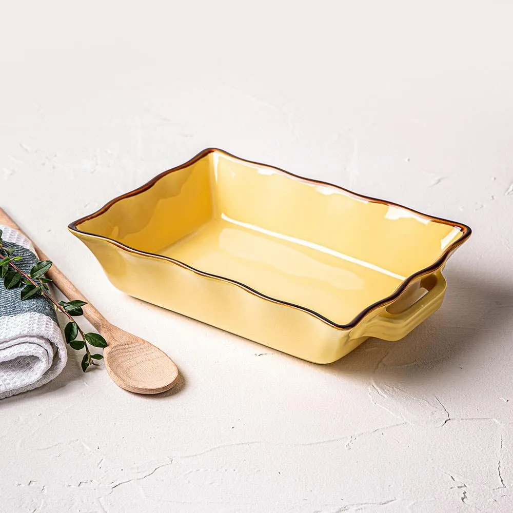 KSP Tuscana Medium Rectangle Fluted Bakeware with Handle (Yellow)