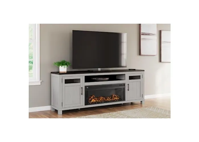 Darborn TV Stand with Fireplace - Gray/Brown