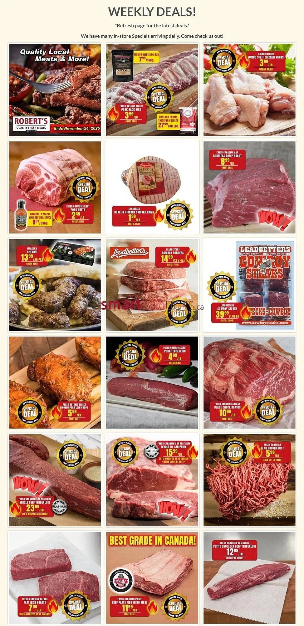 Roberts Fresh and Boxed Meats flyer from November 17 to November 24 2025 - flyer page 1