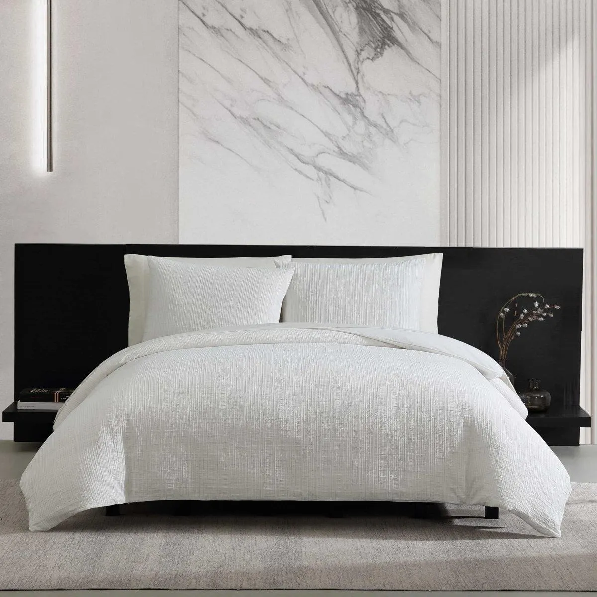 Vera Wang Bark Texture Cotton White Comforter Set
