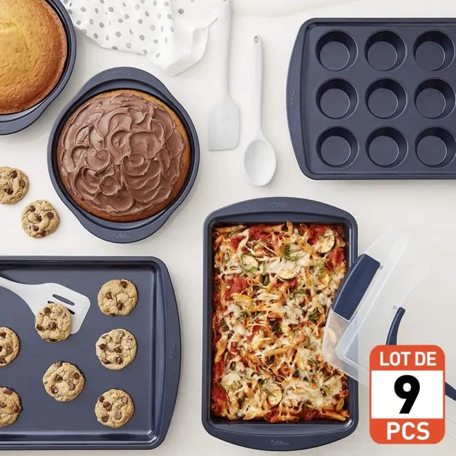 Diamond-Infused Non-Stick Navy Blue Baking Set, 9-Piece - Wilton