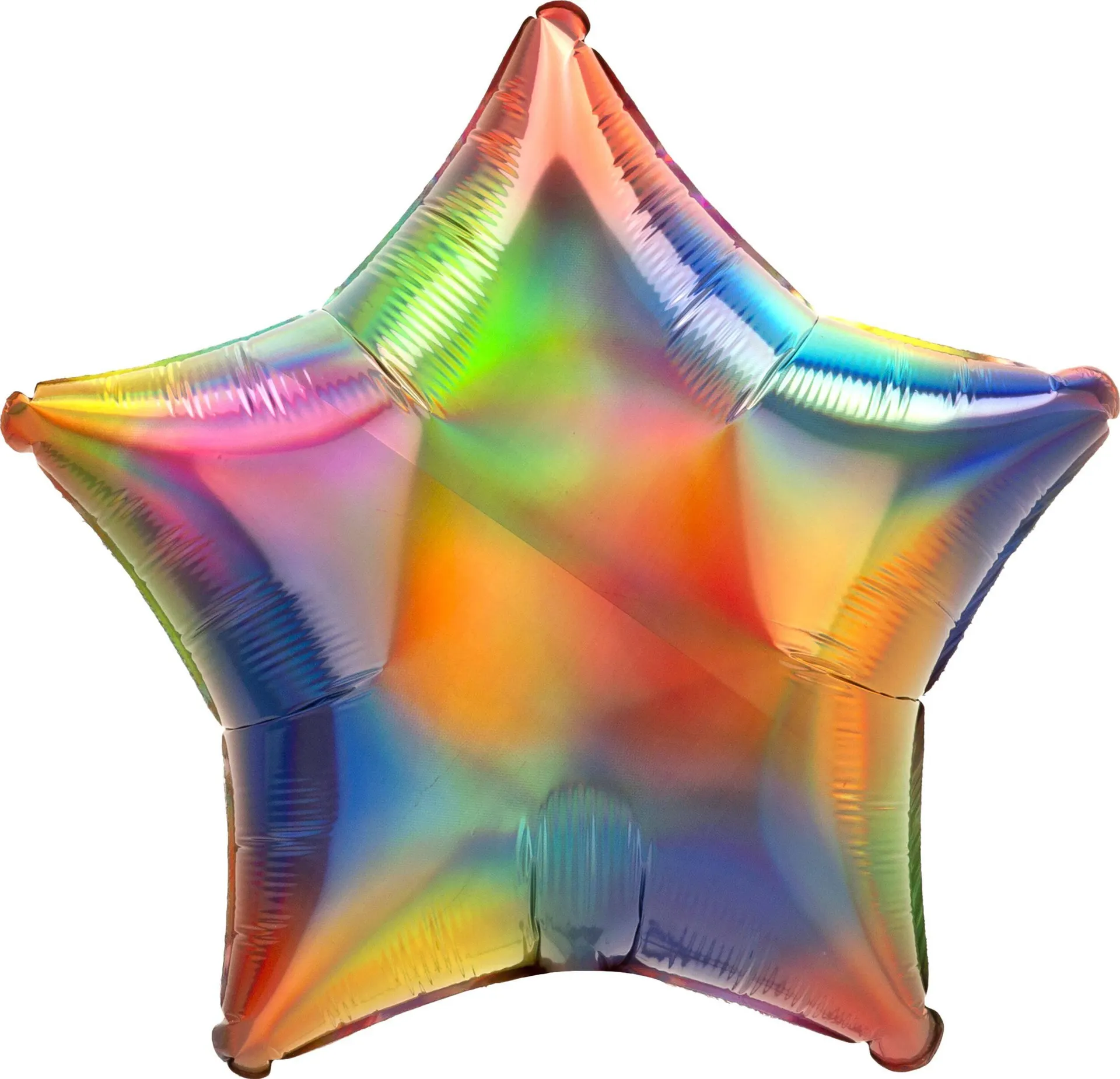Star Satin Foil Balloon, Irridescent Rainbow, 22-in, Helium Inflation & Ribbon Included for Birthday/Special Occasion