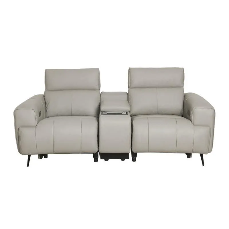 Causeuse électrique inclinable en cuir véritable avec console