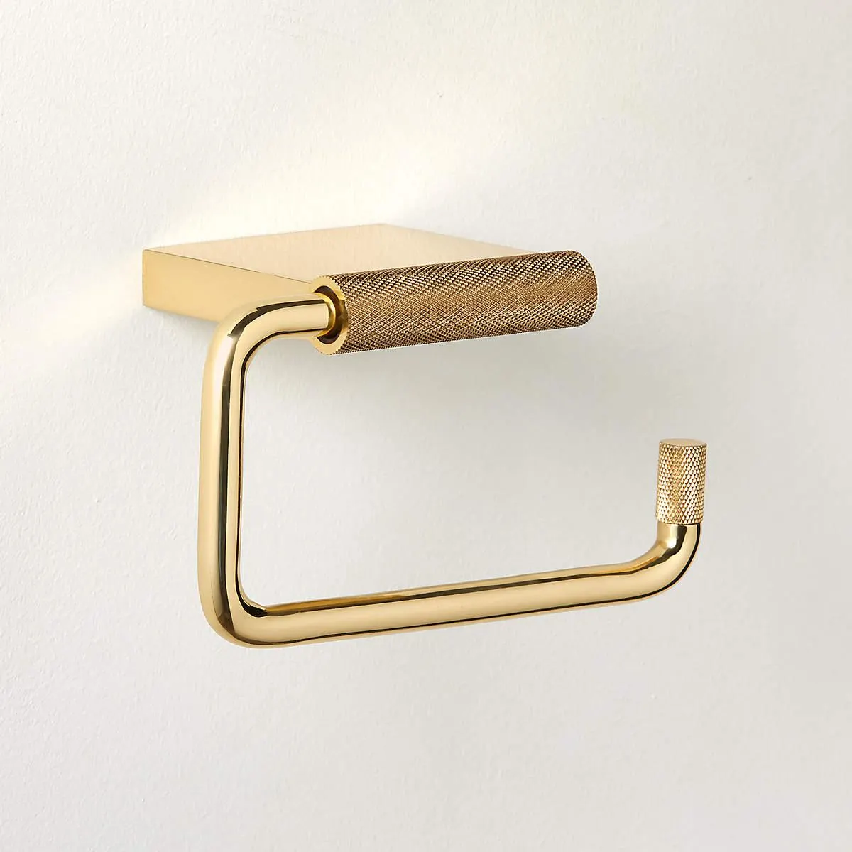Nicolo Knurled Polished Unlacquered Brass Wall Mount Toilet Paper Holder