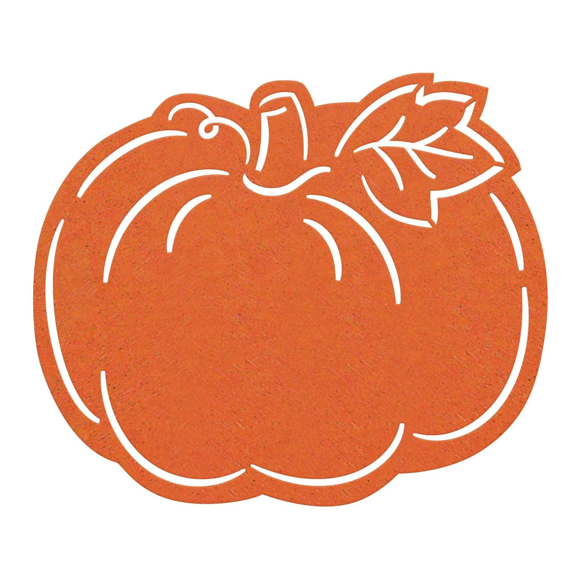 Pumpkin Felt Fabric Reusable Placemat, Orange, 13-in, for Fall