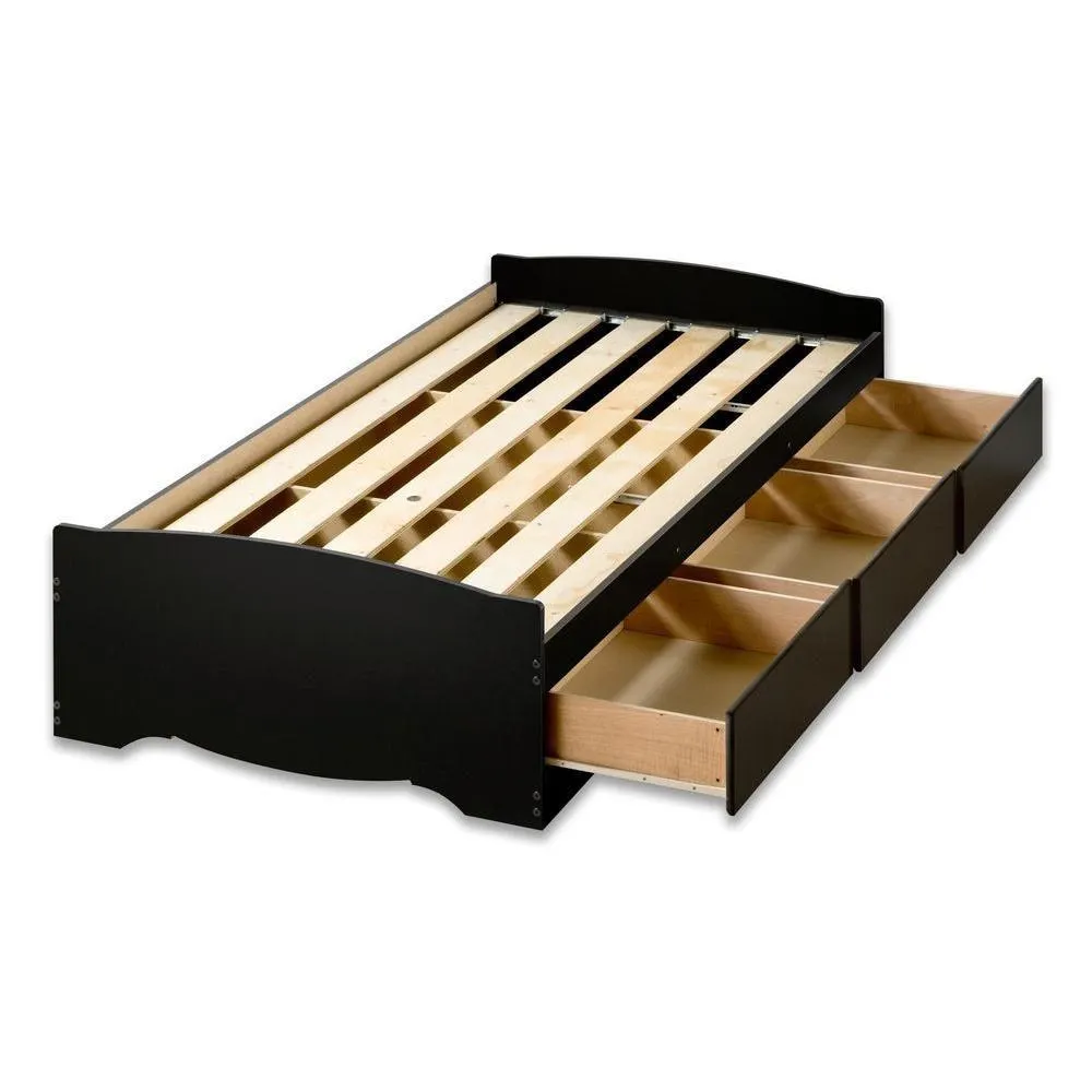 Black Twin XL Mates Platform Storage Bed with 3 Drawers