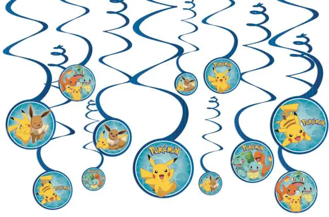 Classic Pokémon Easy to Hang Swirl Birthday Party Decorations, 12-pc