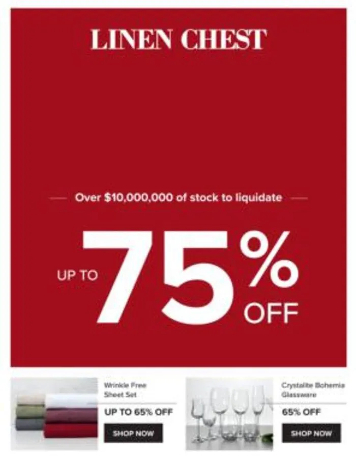 Linen Chest Flyer I Shop our Warehouse Sale from September 19 to October 3 2024 - flyer page 1