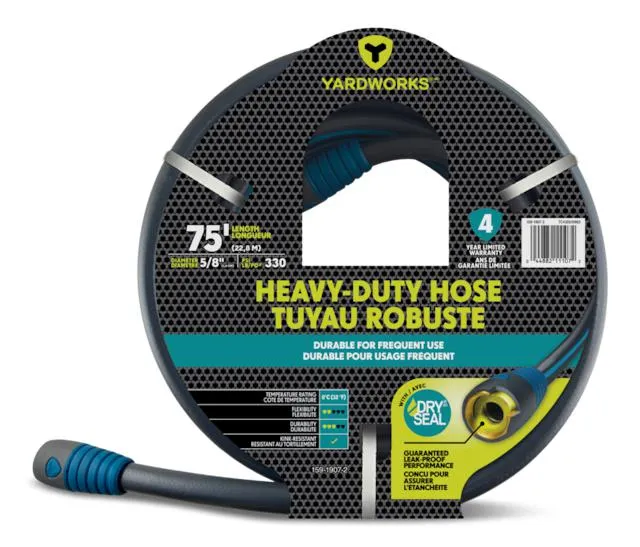 Yardworks Dry Seal Heavy DutyGarden Hose with Crush Proof Couplings, 75-ft