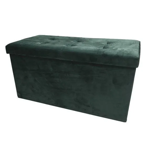 Pouf de rangement rectangulaire en velours vert forêt Ottoman