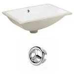 18.25- inch W CUPC Rectangle Undermount Sink Set In White - Chrome Hardware