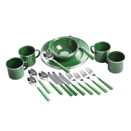 Stansport Deluxe 24-Piece Enamel Tableware Set