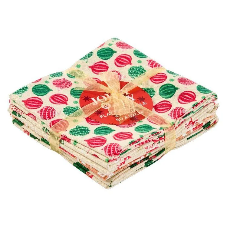 Jolly & Joy Osnaburg Fat Quarter Bundle 4 Piece Set Multicoloured 50 x 52 cm