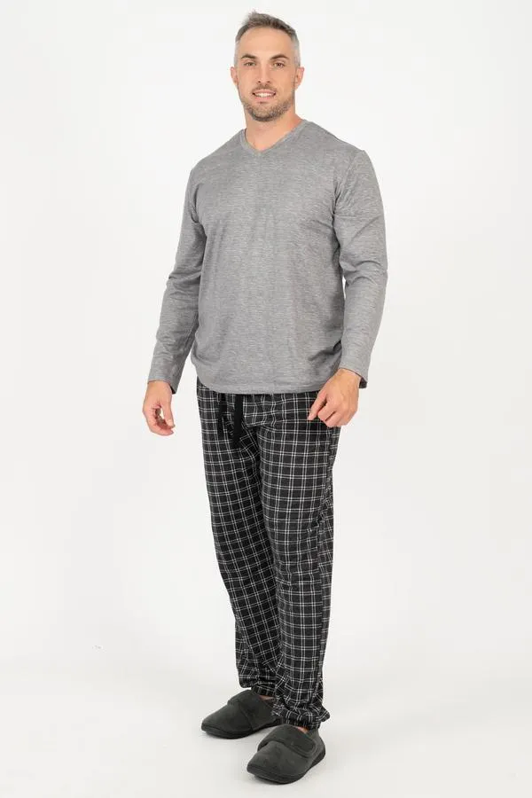 Men's jersey knit PJ set with long sleeve t-shirt