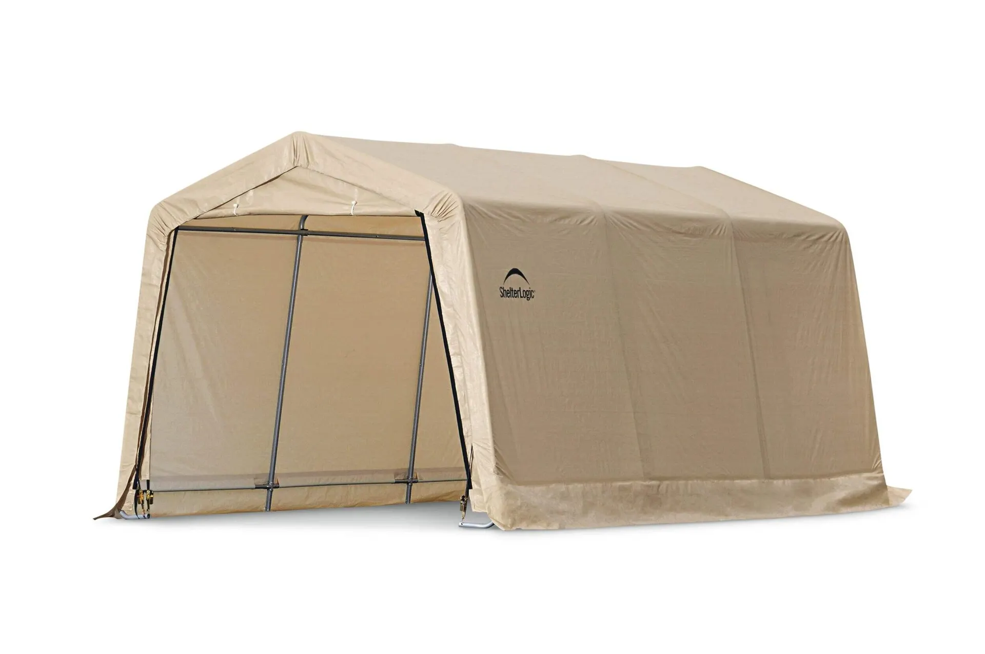 ShelterLogic Heavy Duty Peak Style Auto Shelter w/Metal Frame, 10 x 15 x 8-ft