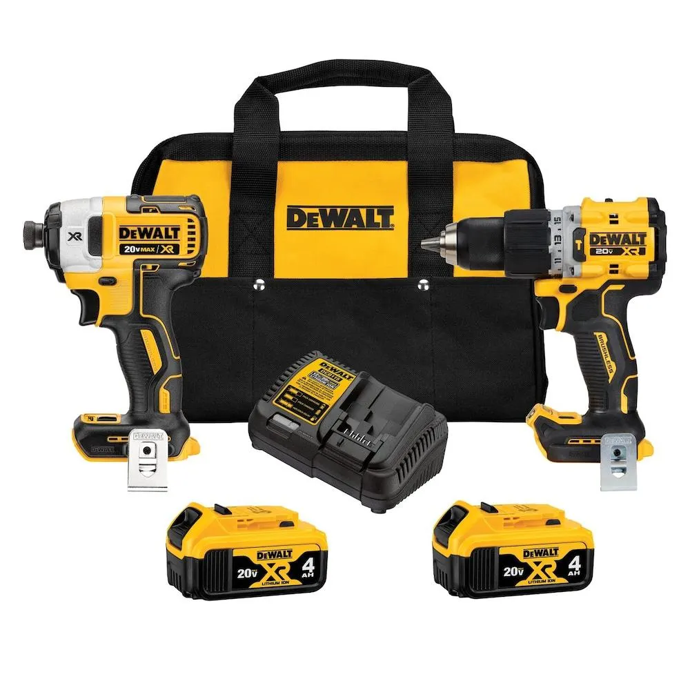 20V MAX XR Hammer Drill and Impact Driver Combo Kit with (2) 4.0Ah Batteries, Charger, and Bag