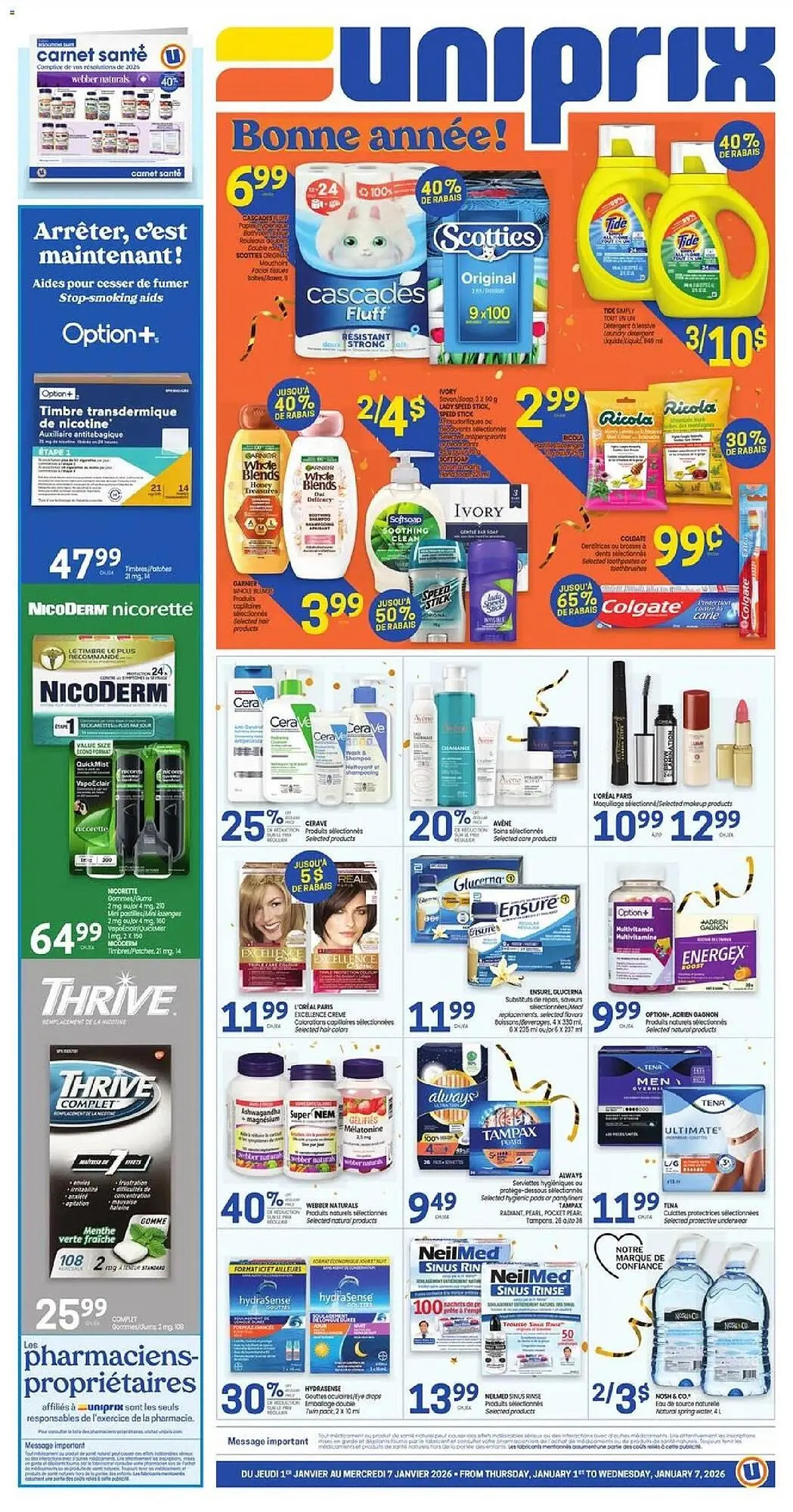 Uniprix flyer from January 1 to January 8 2026 - flyer page 1