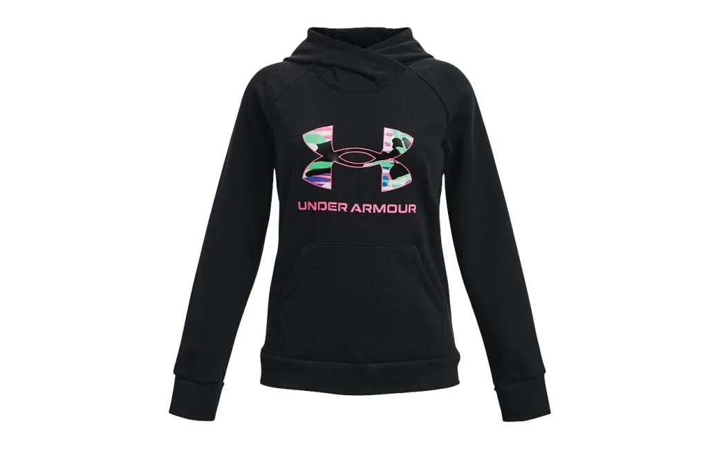 Under Armour Rival Fleece Big Logo Long-Sleeve Hoodie for Kids - Black - XS