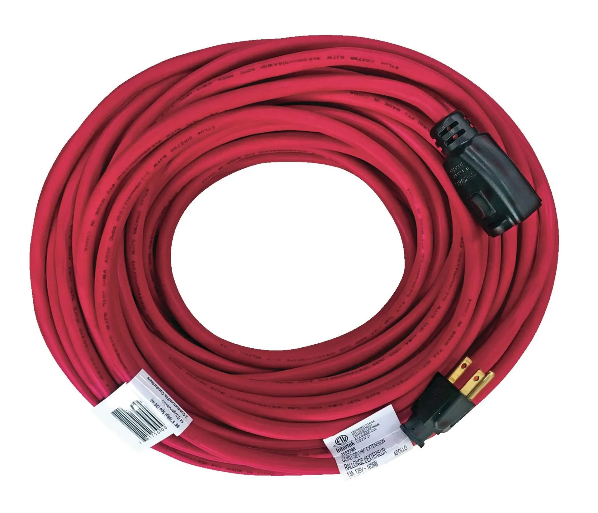 NOMA Outdoor Locking Extension Cord with Grounded Outlet, 98-ft 5-in, Red