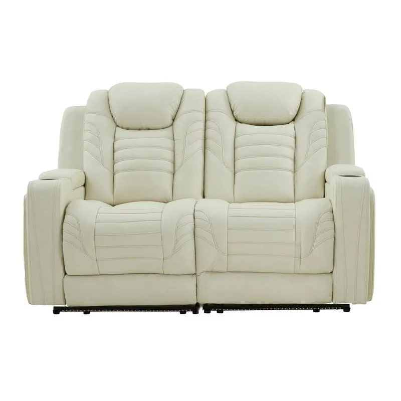 Causeuse modulaire inclinable électrique en cuir véritable et éclairage DEL - 2 mcx