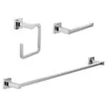Bolt 3-Piece Bathroom Accessory/Hardware Set with Toilet Paper Holder, Towel Ring, and 24-inch Towel Bar in Chrome
