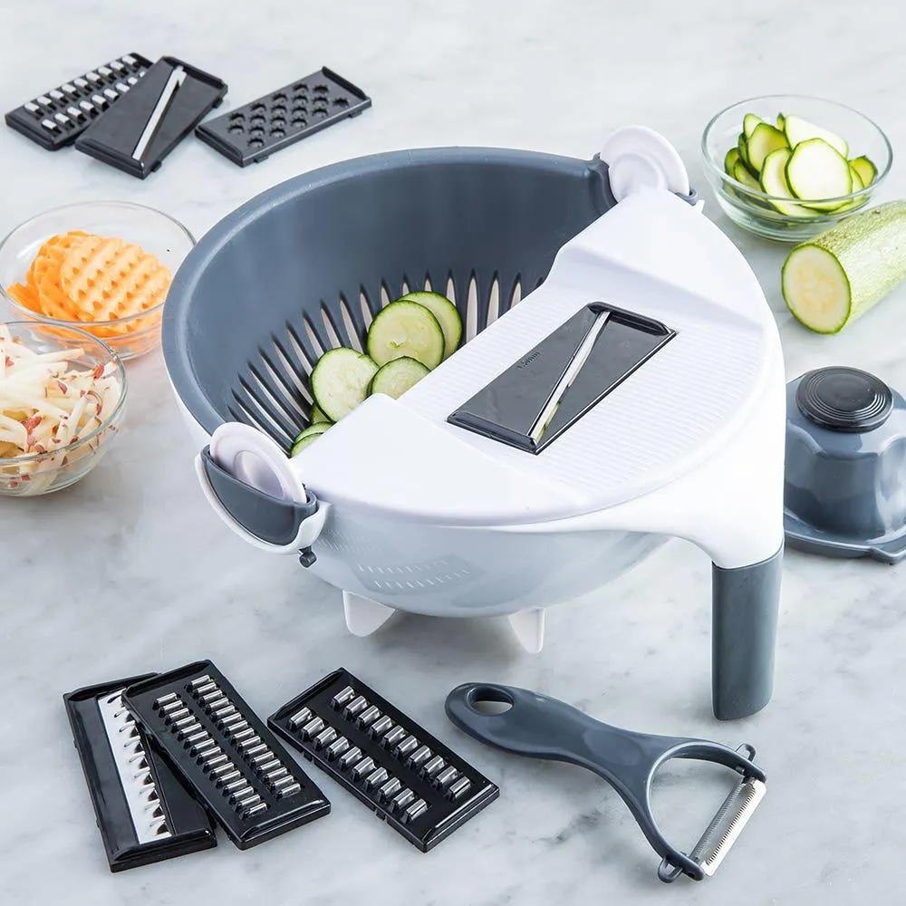 KSP Multi-Prep Colander & Slicer-Grater - Set of 12 (White/Black)