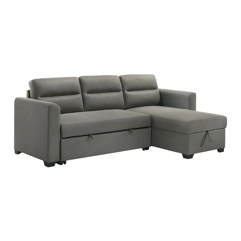 Sectionnel convertible et réversible avec rangement - gris