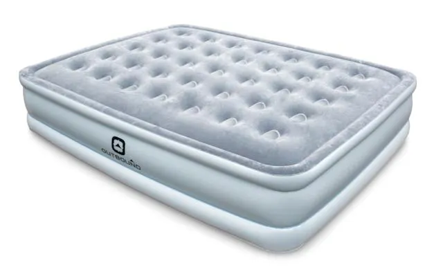 Outbound Queen Flocked Double-High Inflatable Air Mattress/Airbed w/ 110V Pump & Carry Bag