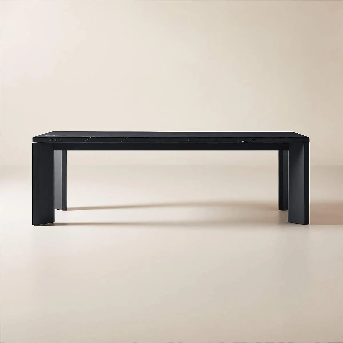 Sydney Rectangular Black Marble Dining Table with Black Steel Legs 95''