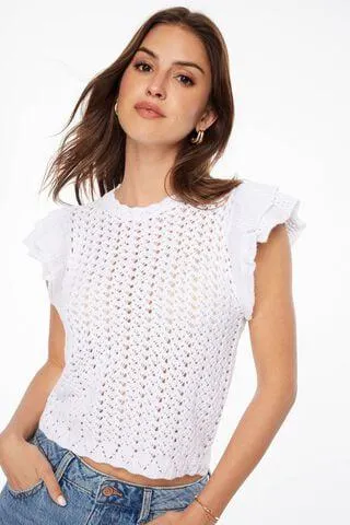 Semi Sheer Ruffled Sleeve Top