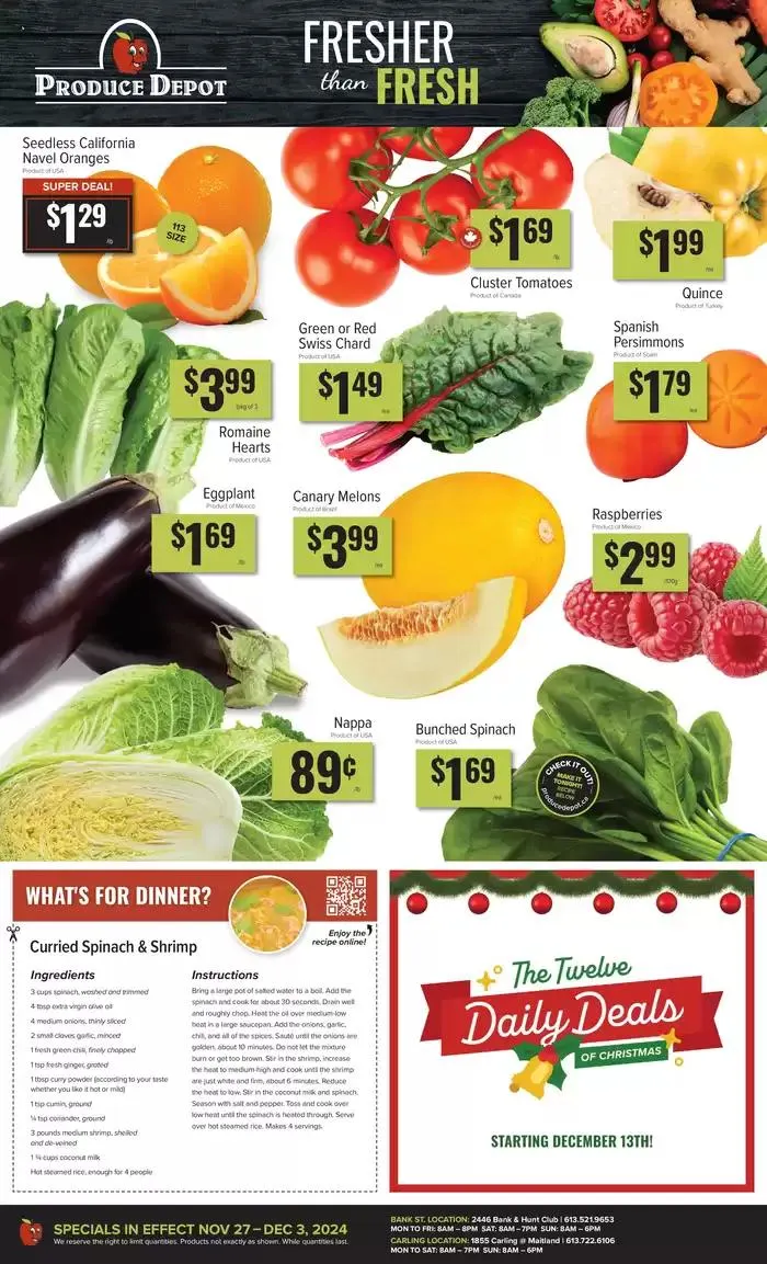 Produce Depot from November 27 to December 11 2024 - flyer page 1