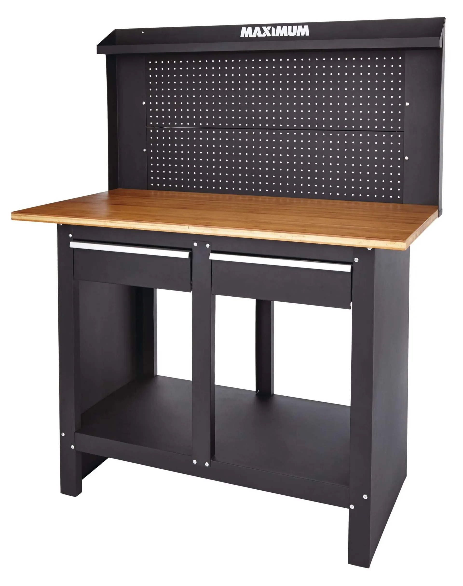 MAXIMUM Steel Heavy-Duty Workbench/Work Table w/ Pegboard, Slide Drawers & Shelf, 48x 24 x 61-in