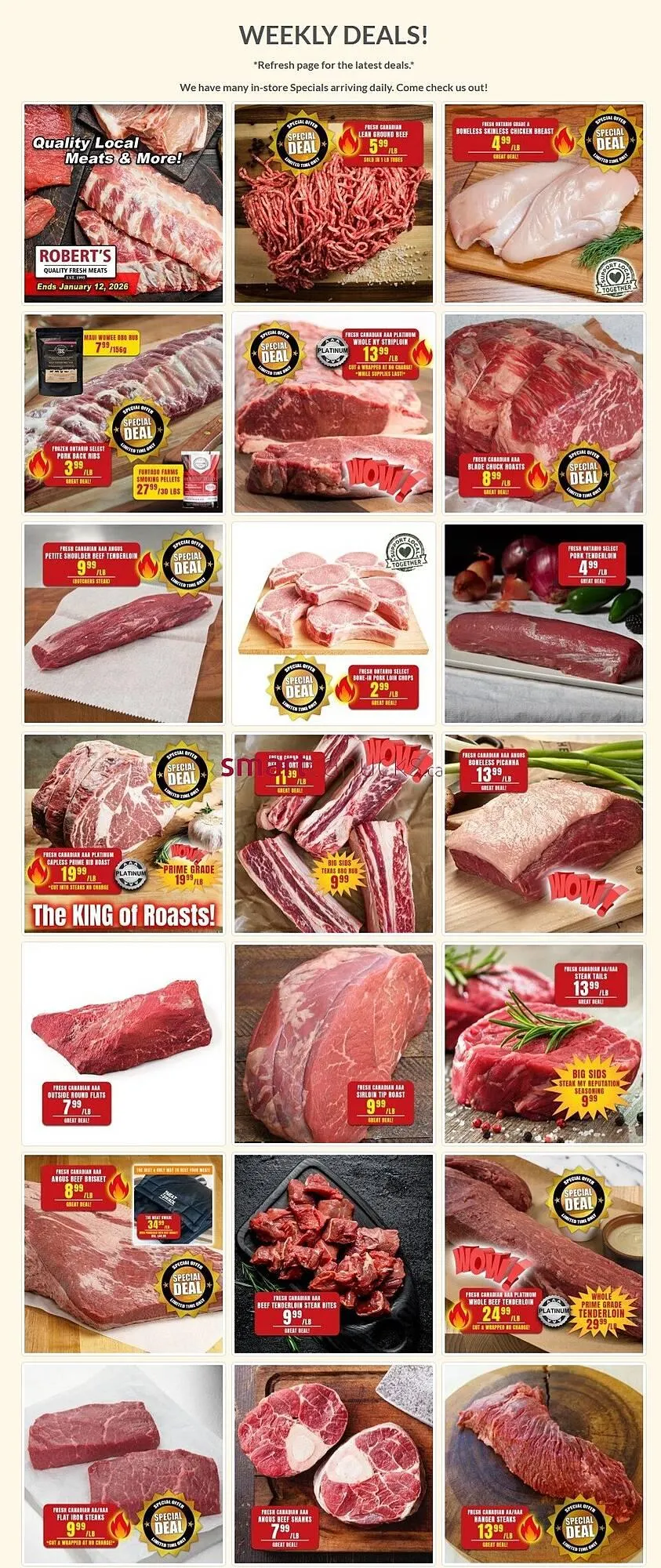 Roberts Fresh and Boxed Meats flyer from January 5 to January 12 2026 - flyer page 1