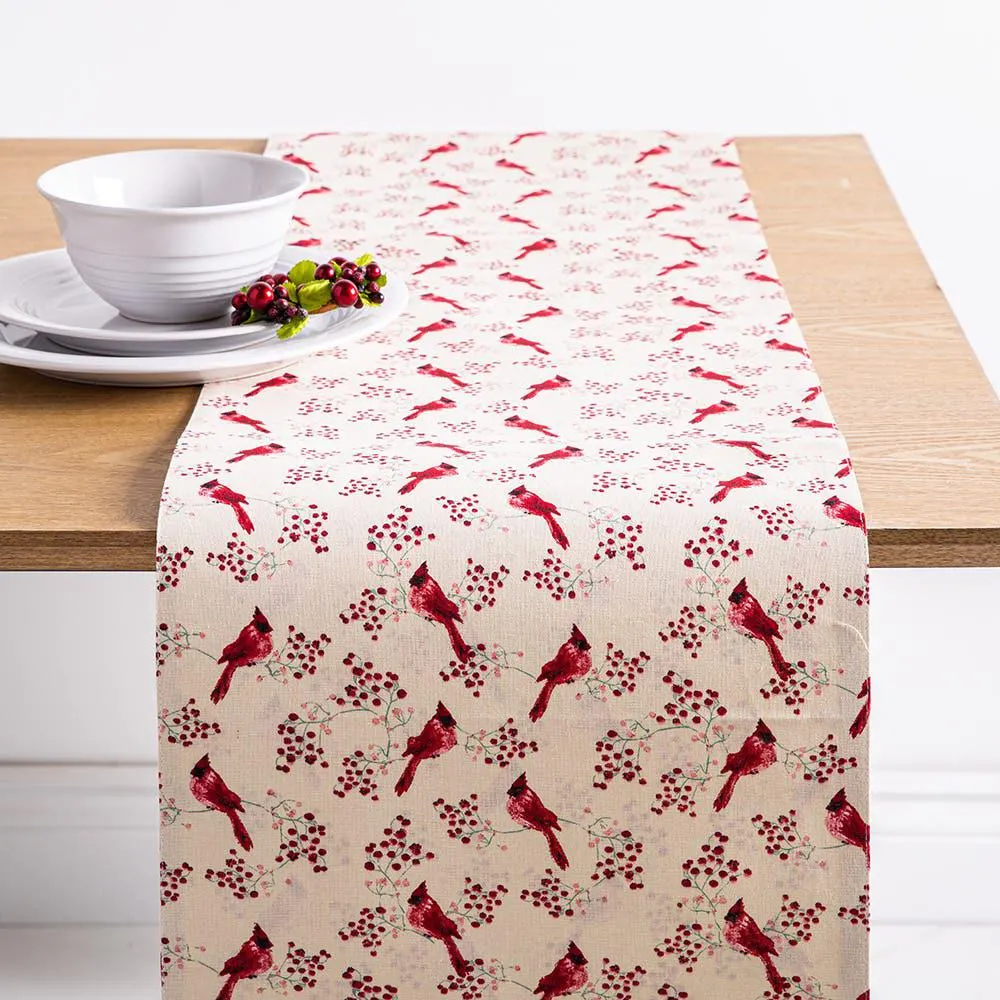 Harman Christmas Cardinal Cotton Table Runner (Red)