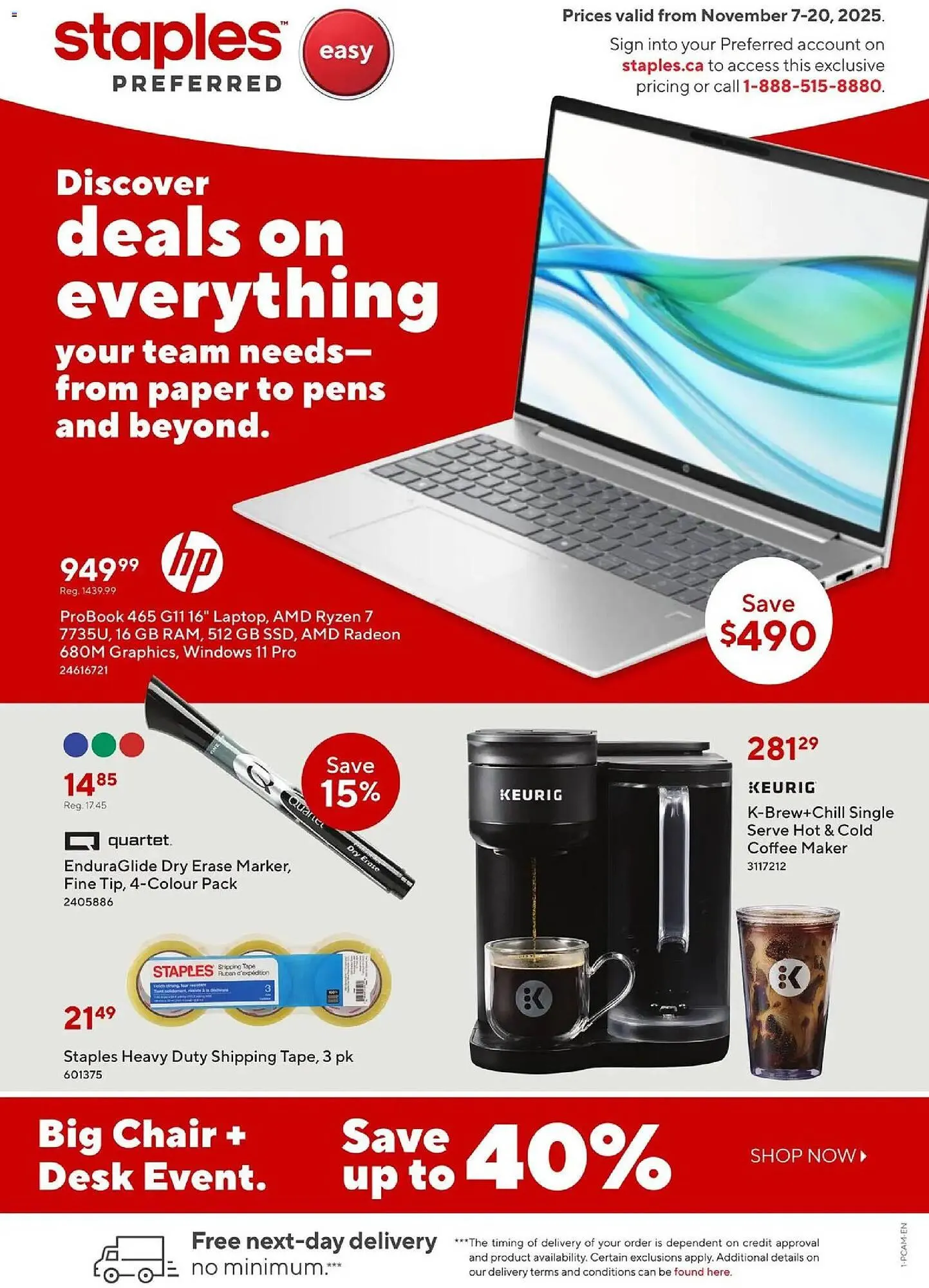 Staples flyer from November 7 to November 20 2025 - flyer page 1