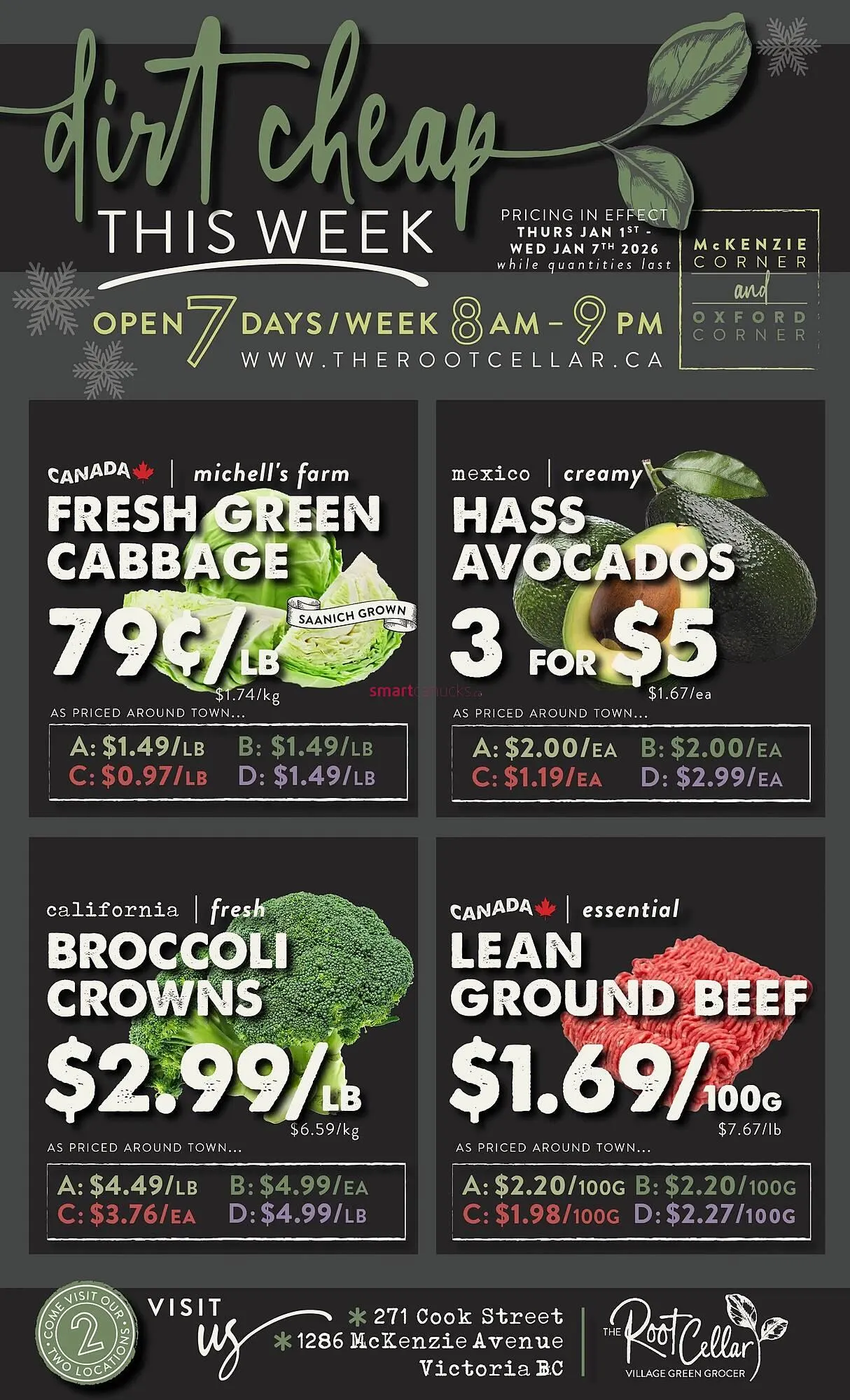 The Root Cellar flyer from January 1 to January 7 2026 - flyer page 1