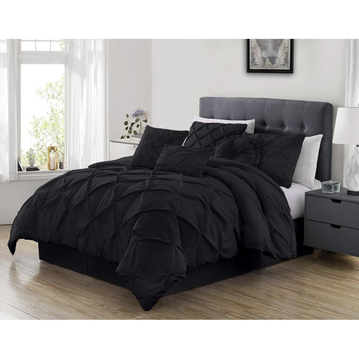 Sydney Pintuck Microfiber 7 Piece Comforter Set