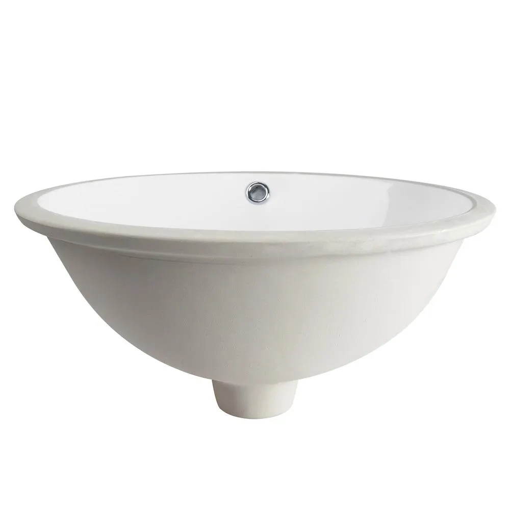 Symmetry 18.31 in. Oval Undermount Bathroom Sink in White with Overflow Drain