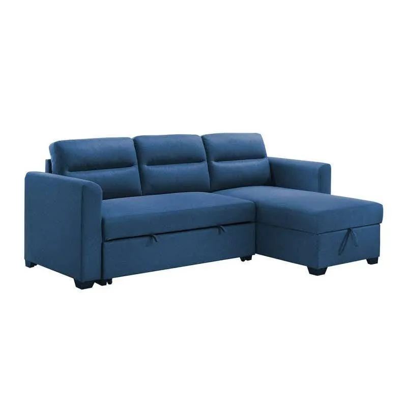 Sectionnel convertible et réversible avec rangement - bleu