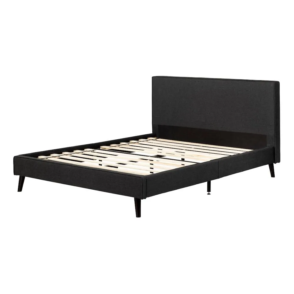 Gravity Queen Upholstered Platform Bed and Headboard in Matte Charcoal, 64 in. x 87.75 in.