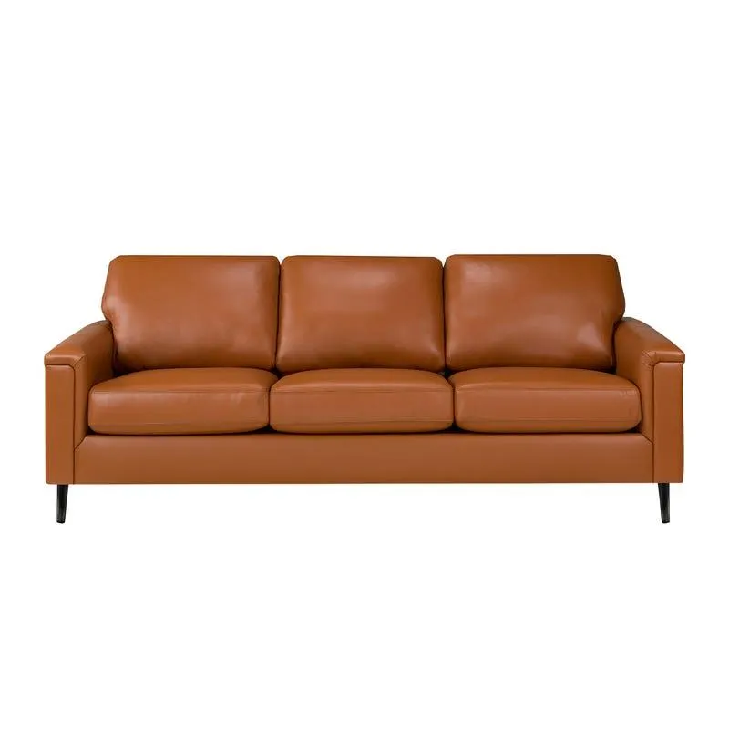 Sofa en cuir véritable - cognac