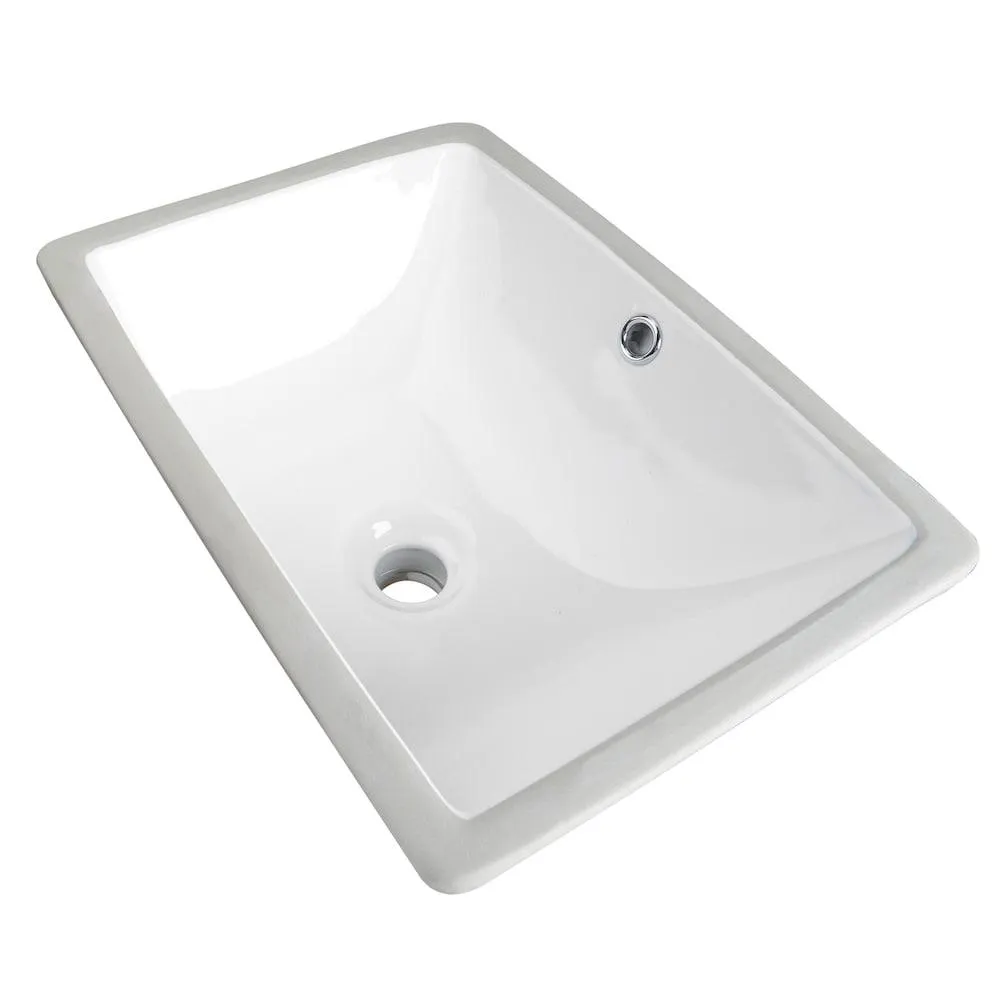18 in. L x 13 in. W Undermount Rectangular Bathroom Sink with Overflow in White
