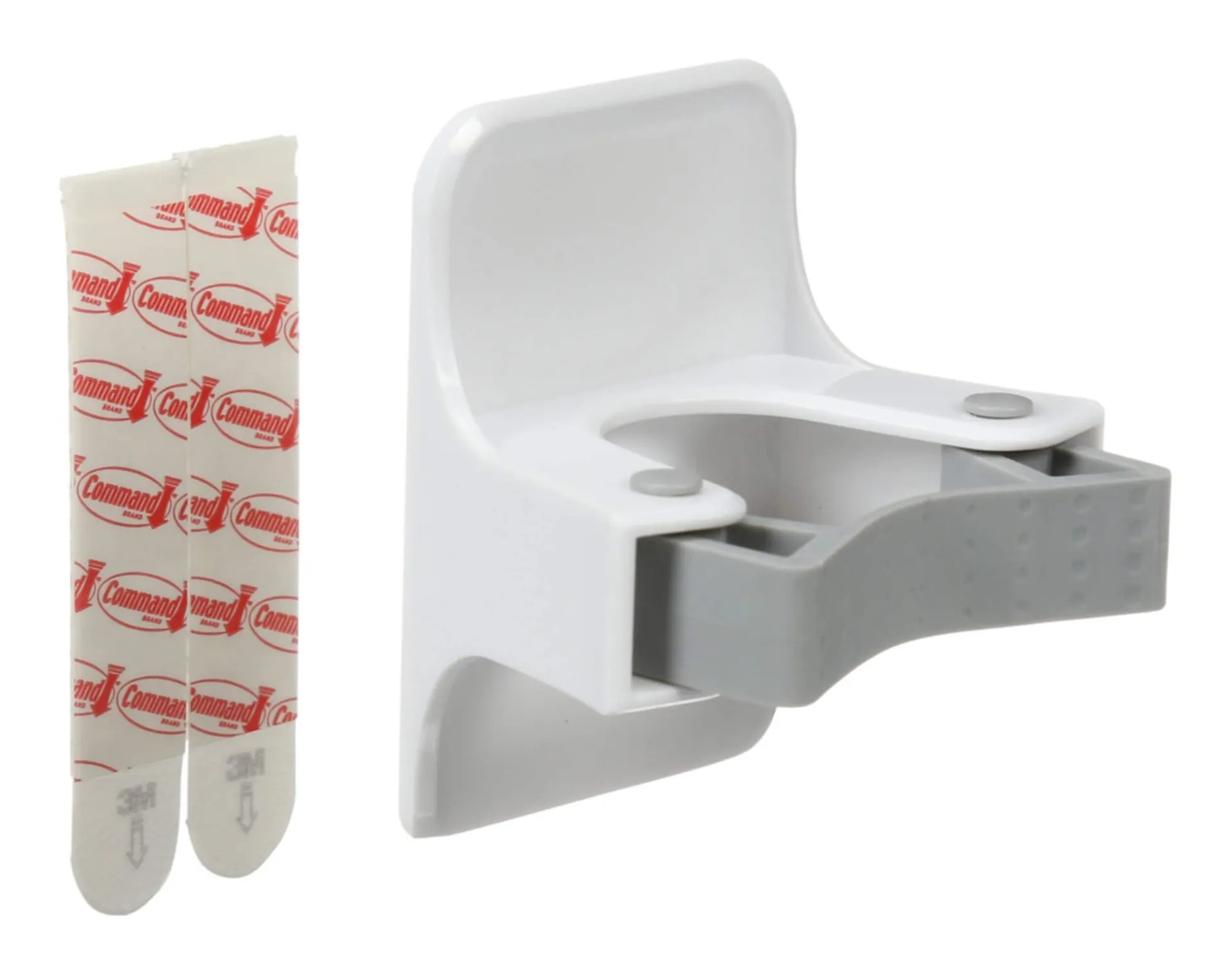Command Wall-Mounted Mop & Broom Gripper with Adhesive Strips, White, 4-lbs, 1 Strip per Pack